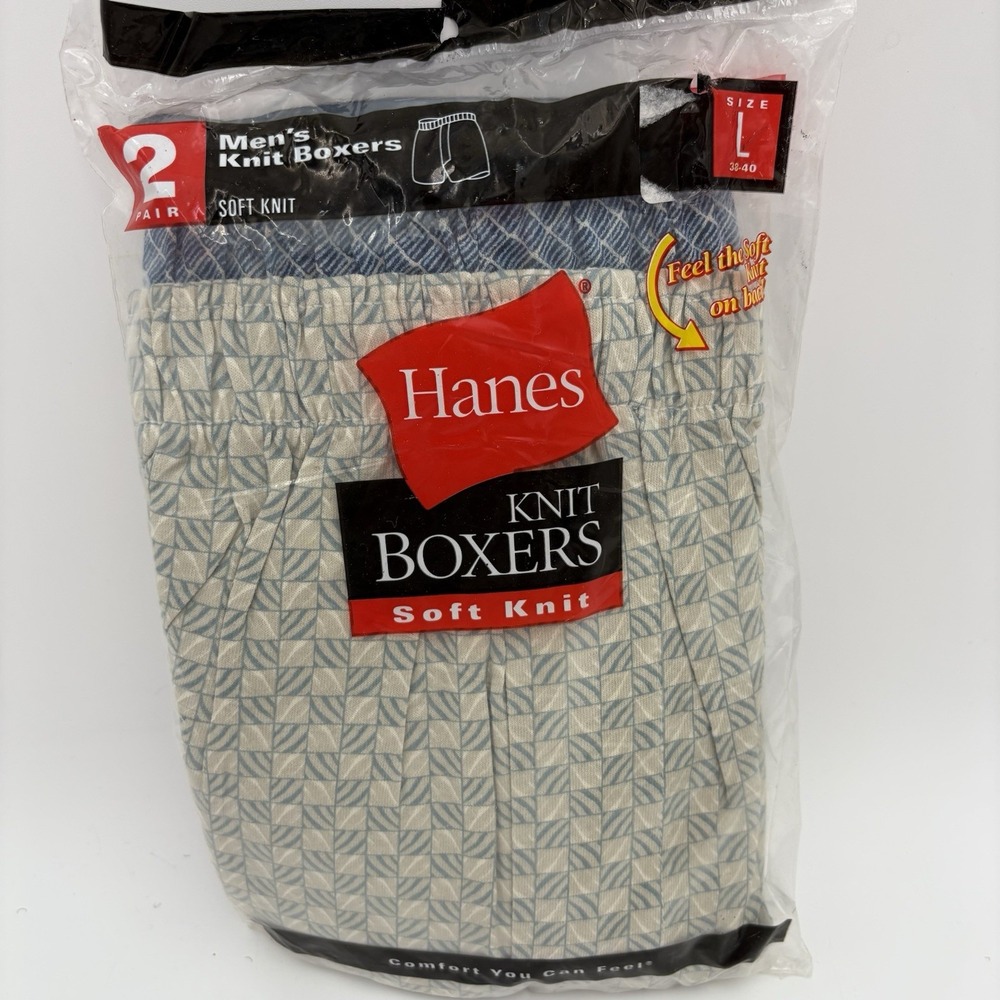 Vintage Hanes Knit Boxers 2-Pack Men's L 38–40 Soft Knit Style‎ 536BV NIP 2002
